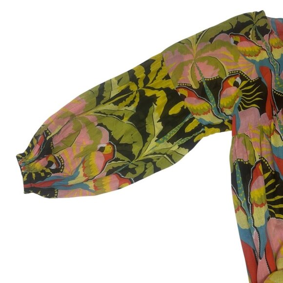 Rare Boden Empire Maxi Kaftan Layering Dress 8P Paradise Parrot Semi-Sheer Boho - Picture 11 of 16